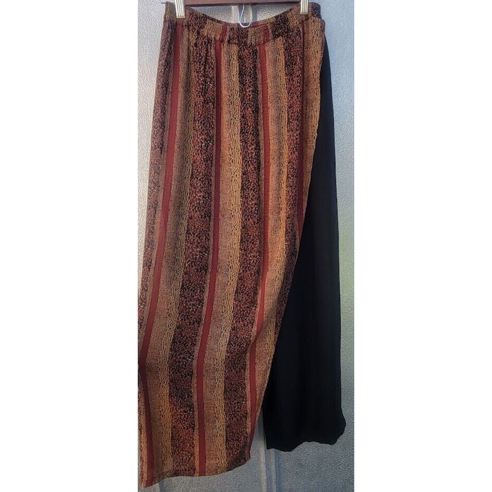 Animale By Jacques Ruc Black Pants Under Half Wrapped Multicolored Skirt Size M